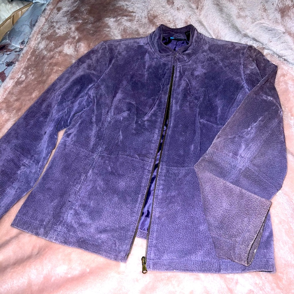 Genuine Leather Suede womens zip up jacket